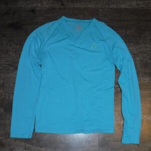 Under Armour Womens Long Sleeve V Neck Athletic Shirt Teal‎
